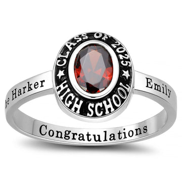 925 Sterling Silver Class Rings Cubic Zirconia Birthstone Rings Class Rings for Women High School Personalized Custom Rings Women's Class Rings Size 5-15 Graduation Rings for Women