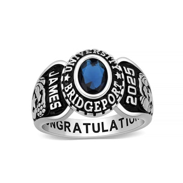 10KT Gold or 925 Sterling Silver Class Rings Fully Personalized Class Rings for Women Cubic Zirconia Birthstone Rings Custom Rings Class Rings for Women High School Size 5-15 College Rings for Women