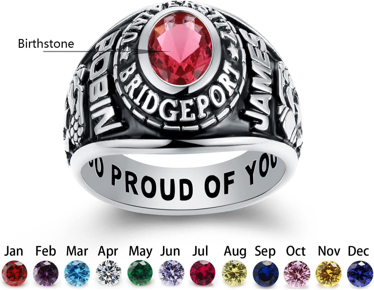Xrt Ring Custom Class Rings Fully Personalized Class Rings for Men Birthstone S