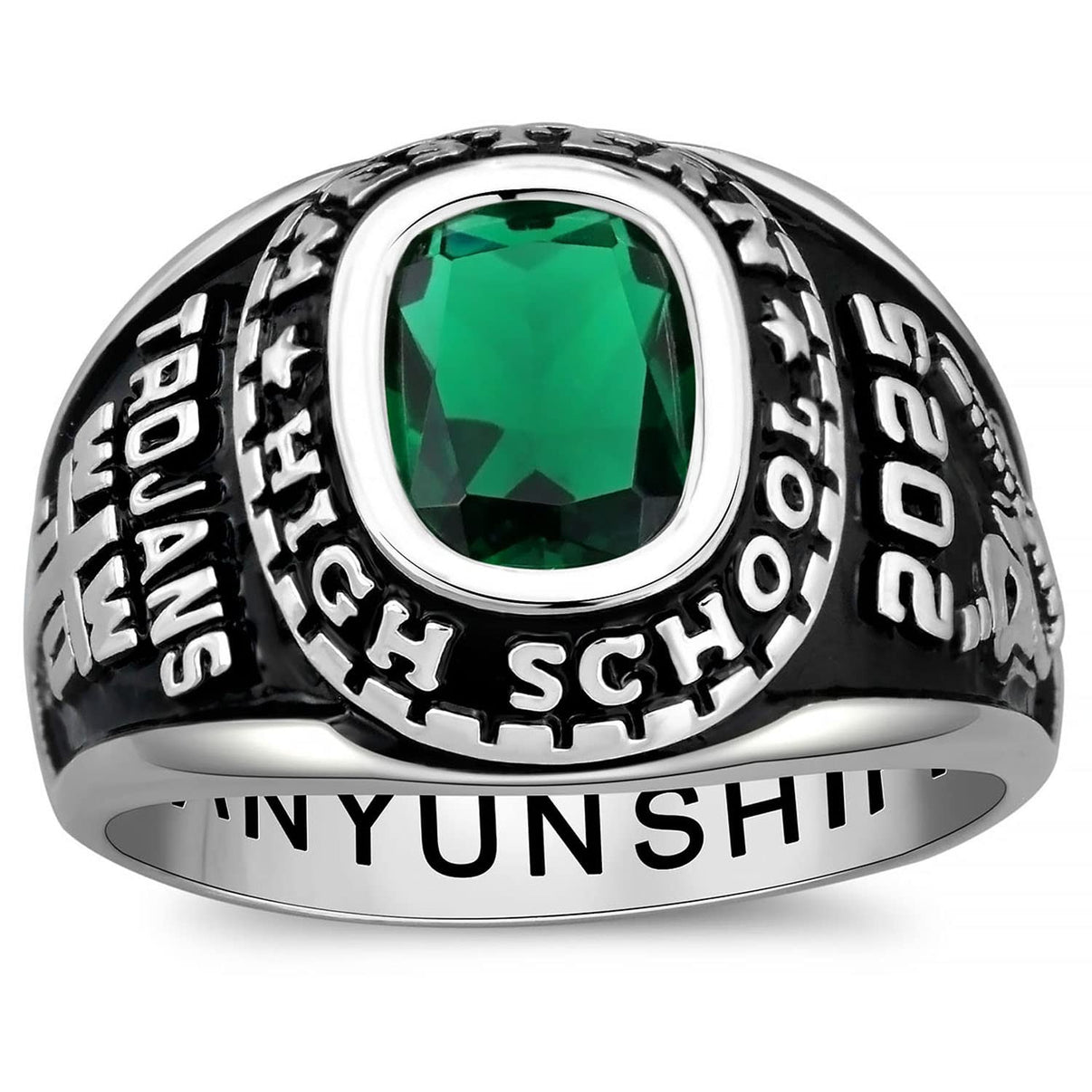 Custom Class Rings Fully Personalized Class Rings for Men Cubic Zircon