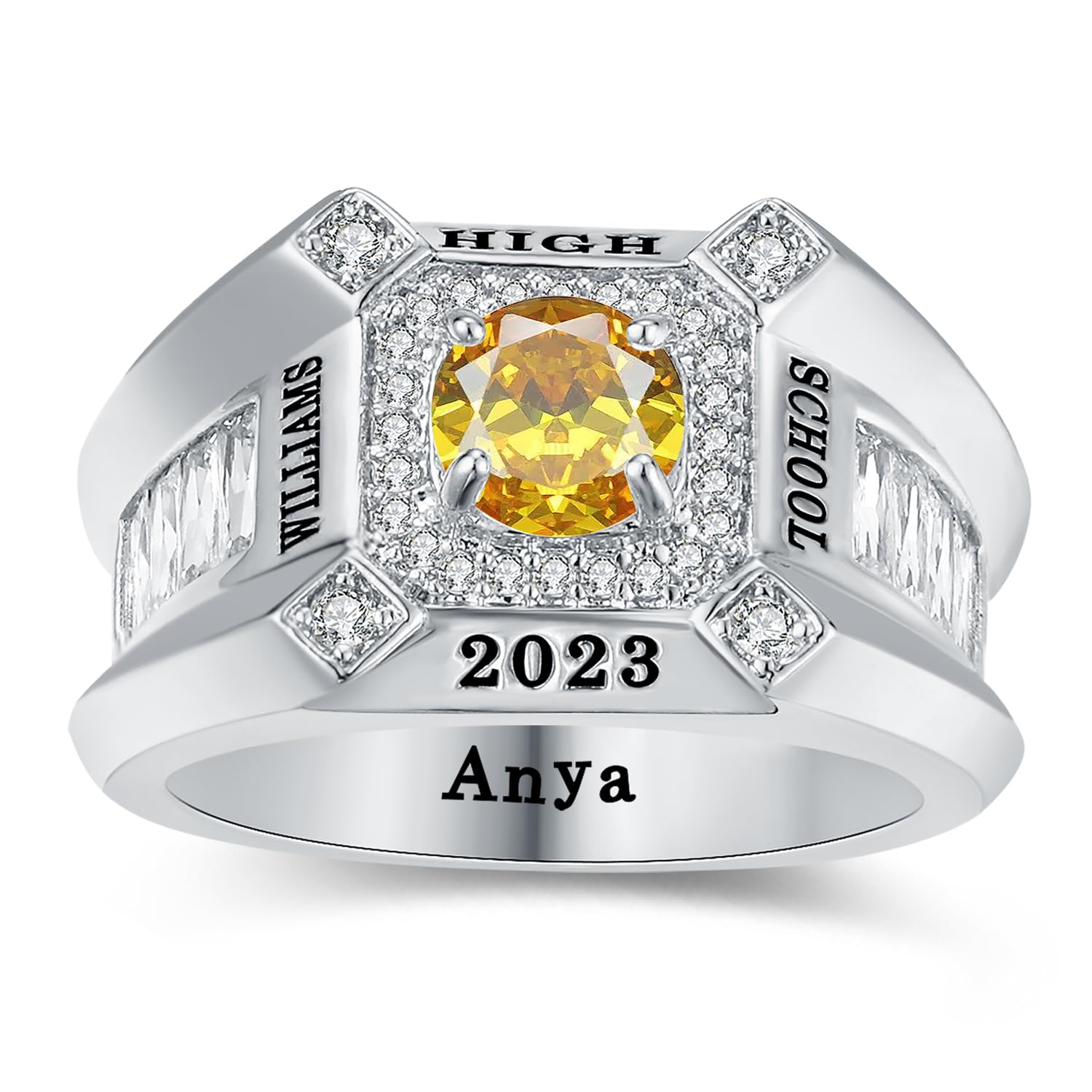 Custom Class Rings Fully Personalized Class Rings for Men Birthstone S