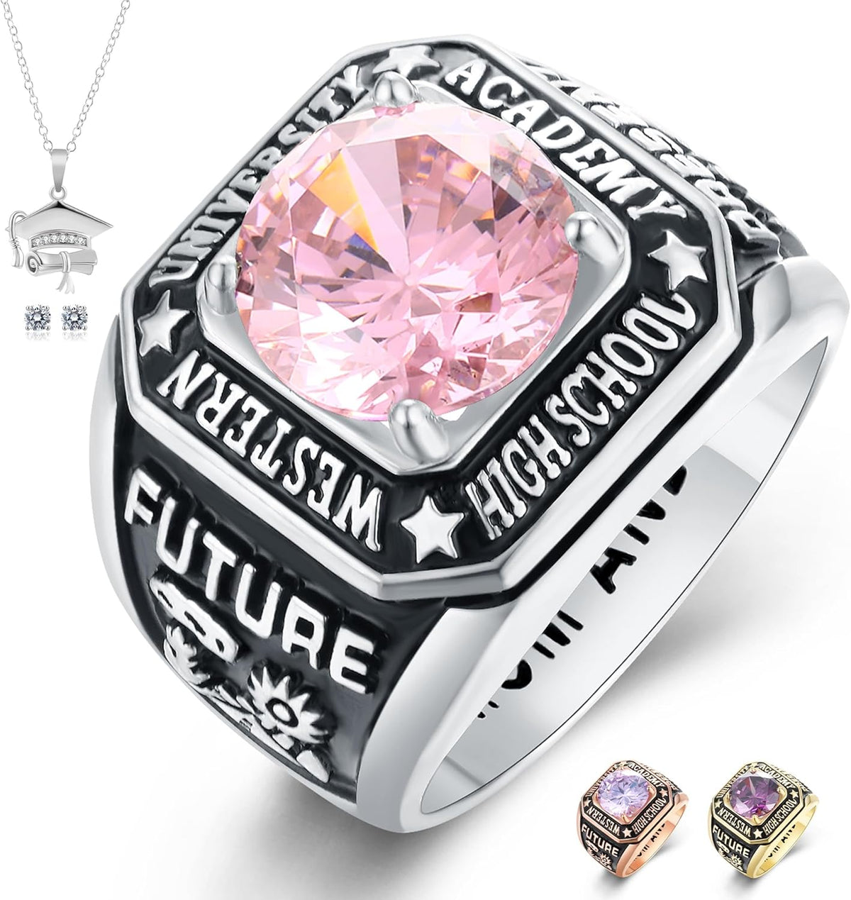 Target Class Rings Custom Class Rings Fully Personalized Class Rings for Men Cubic Zircon
